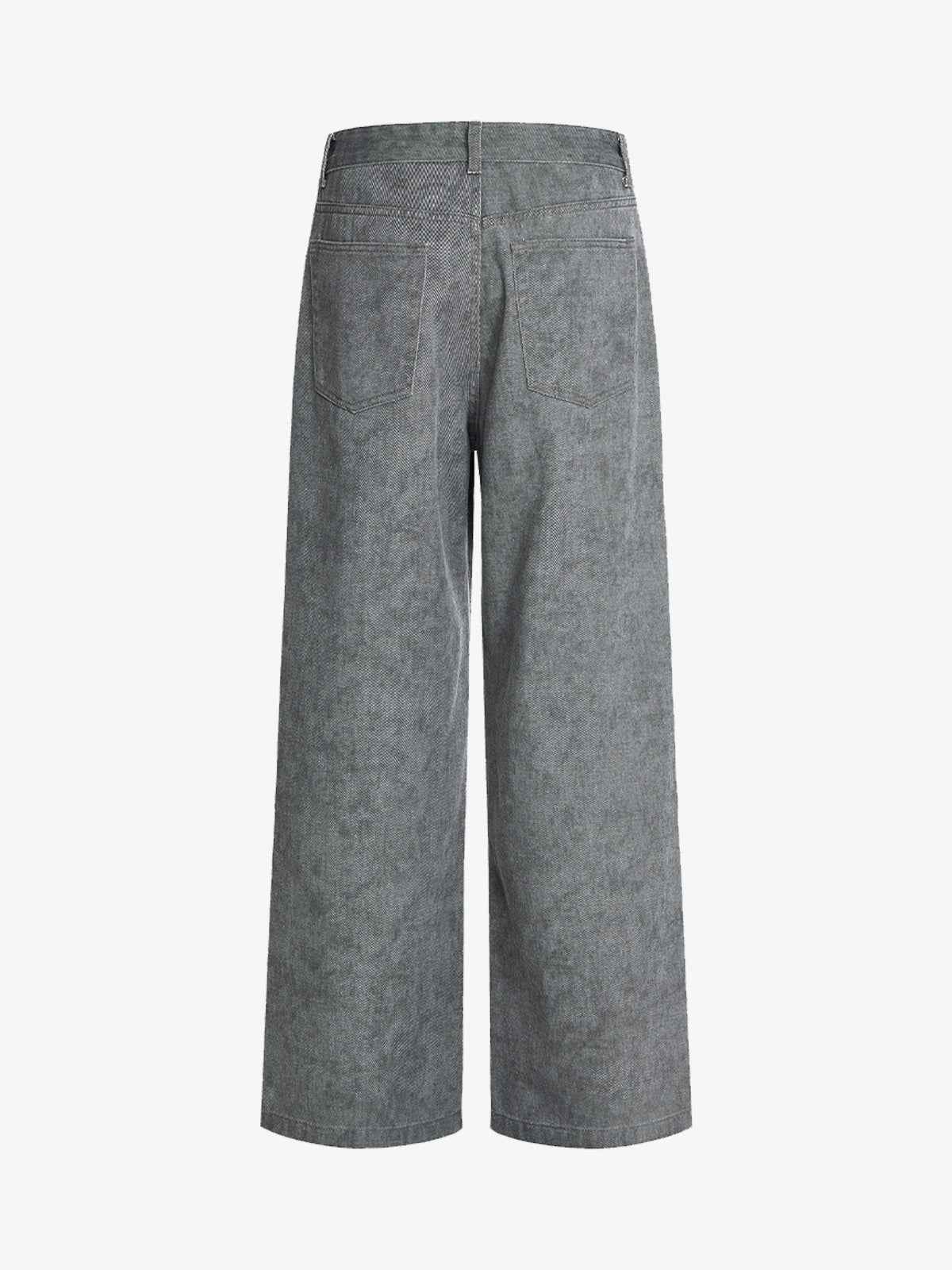 Retro Distressed Washed Texture Wide-Leg Pants