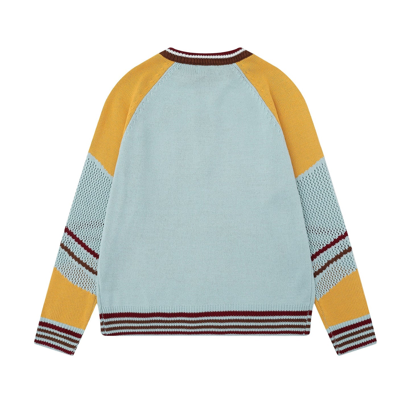 Graphic Script | Mesh-Sleeve Raglan Knit Pullover - Luxuryurbanwear