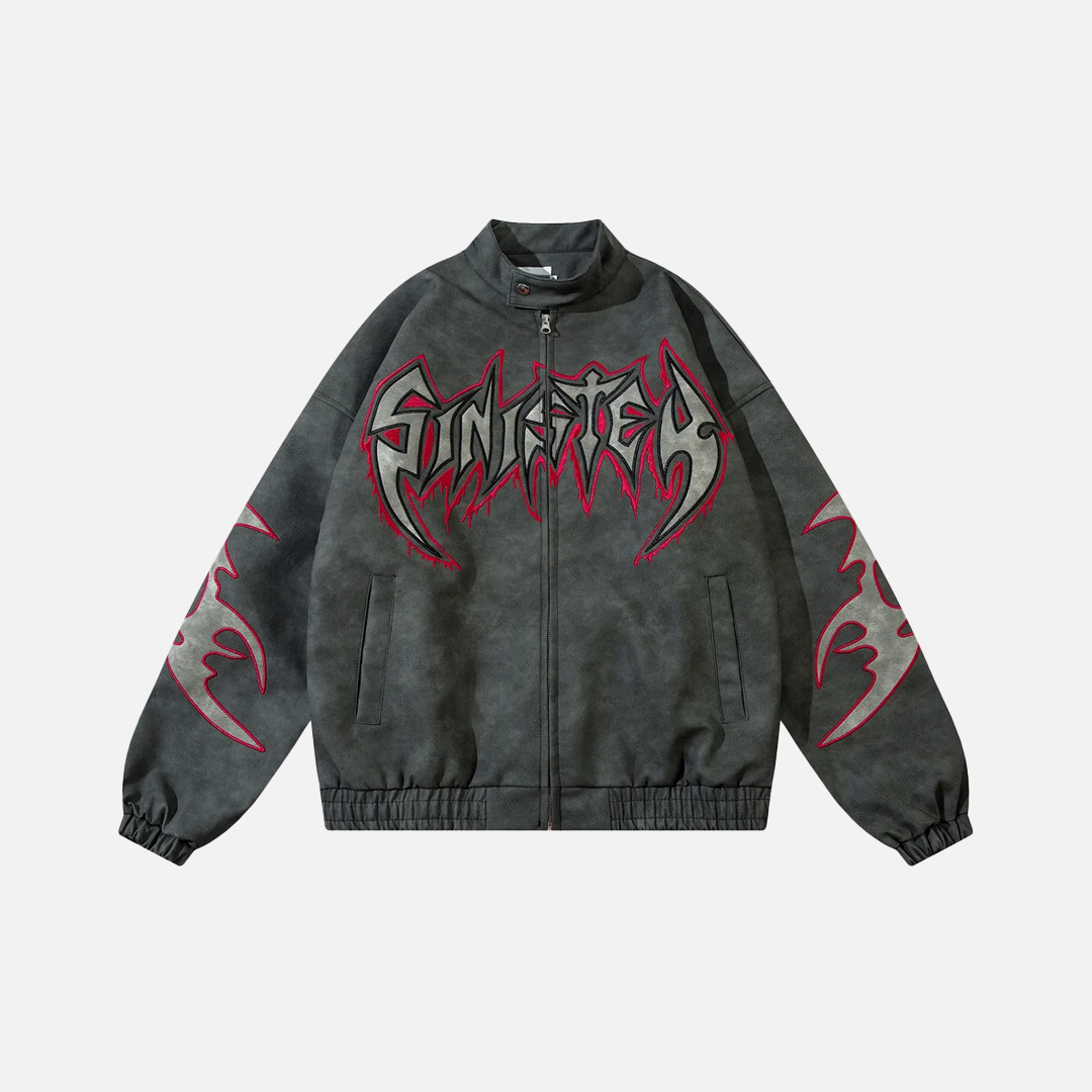 Winter High Street Flame Letter Leather Jacket - Luxuryurbanwear