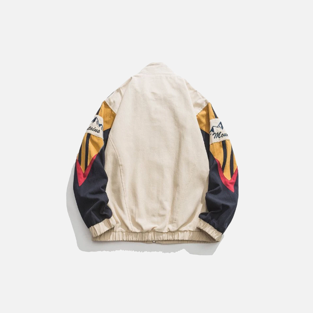 Colorful Patchwork Stand Collar Race Jacket - Luxuryurbanwear