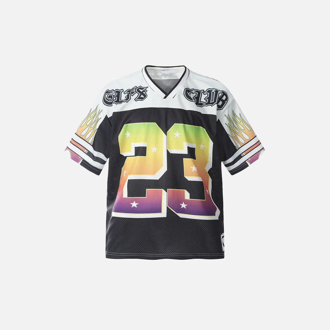 Soft Retro Mesh Jersey Graphic Print Sport T-Shirt - Luxuryurbanwear