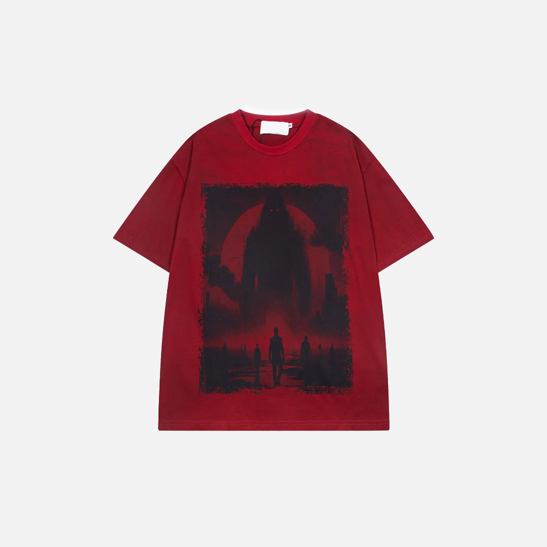 Plush Shadow Graphic Printed Punk Gothic T-Shirt - Luxuryurbanwear