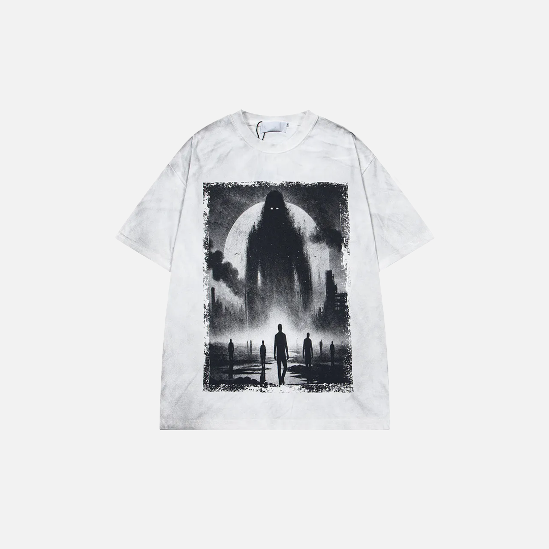 Plush Shadow Graphic Printed Punk Gothic T-Shirt - Luxuryurbanwear