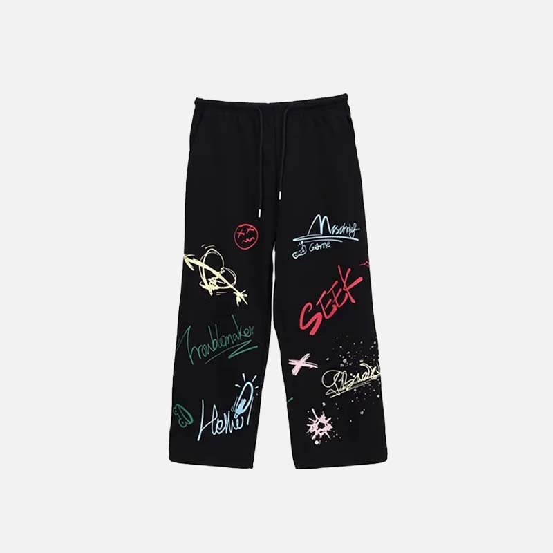 Graffiti Black Hip Hop Dance Pants - Luxuryurbanwear