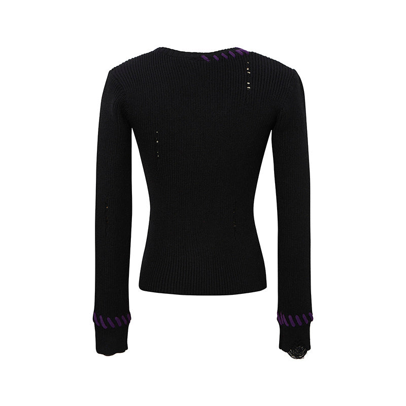 Varsity Twist | Zip-Up Ribbed Knit Cardigan - Luxuryurbanwear