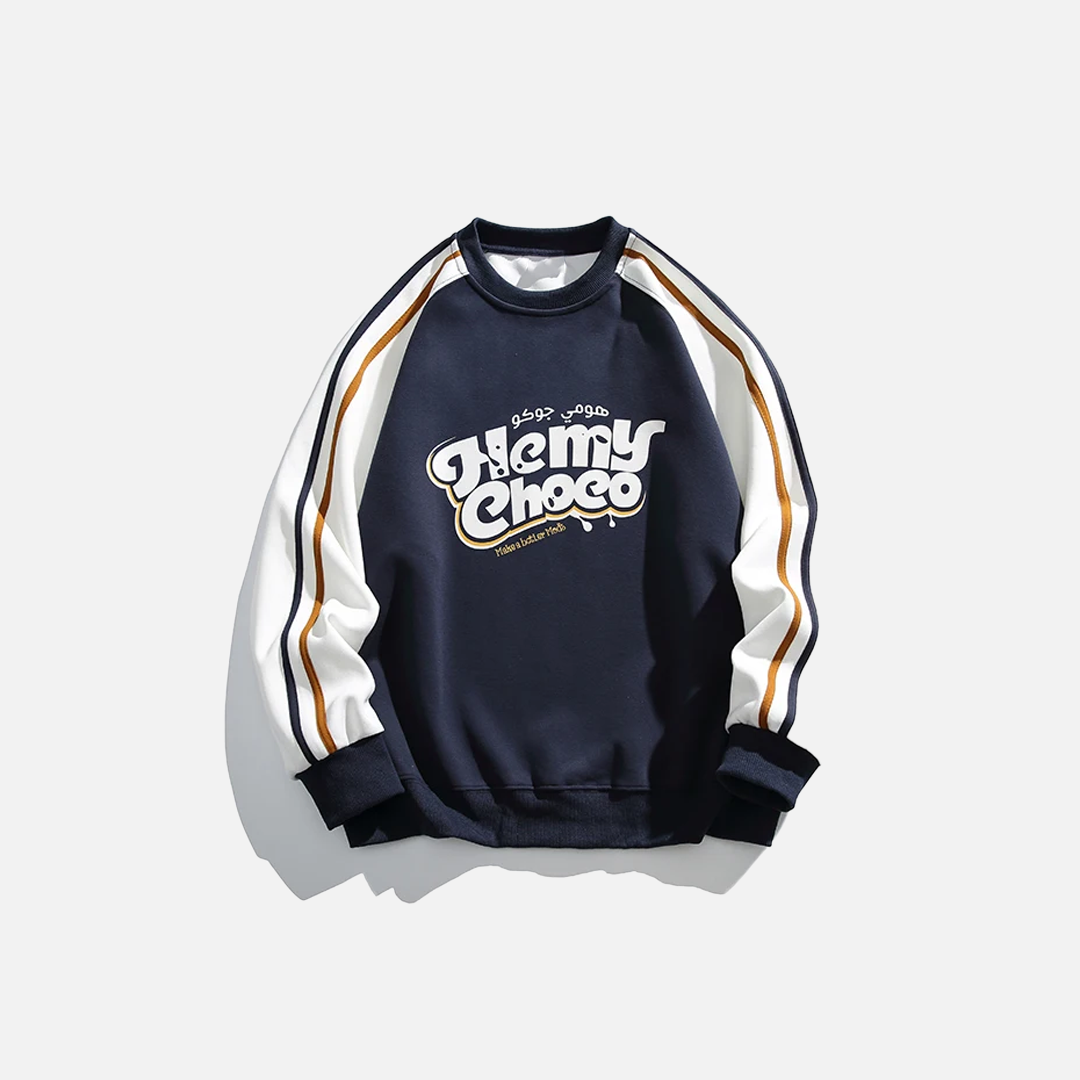 Fashionable Oversized Patchwork Letter Print Sport Sweatshirt - Luxuryurbanwear