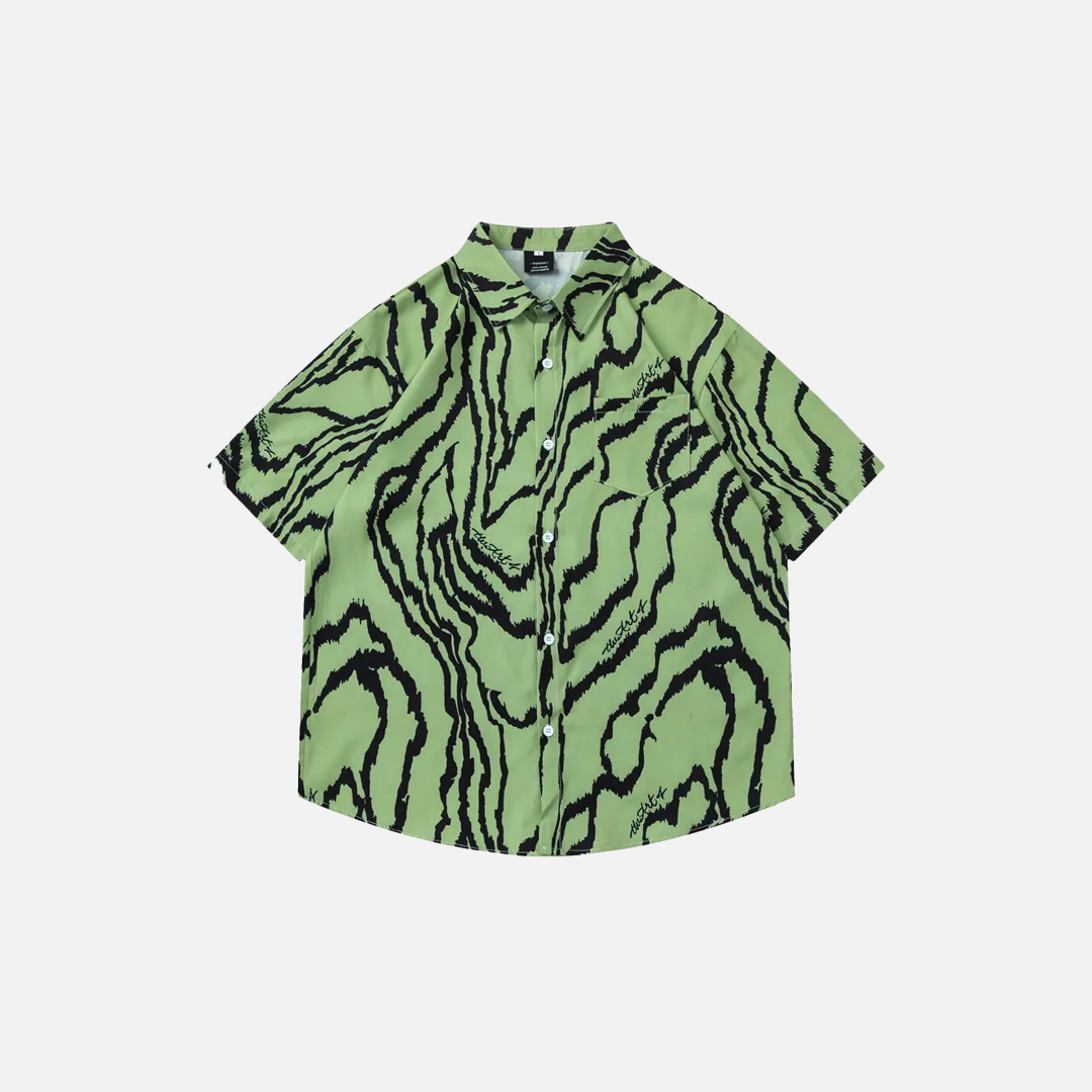 Irregular Stripes Graphic Printed Short Sleeve Shirt - Luxuryurbanwear