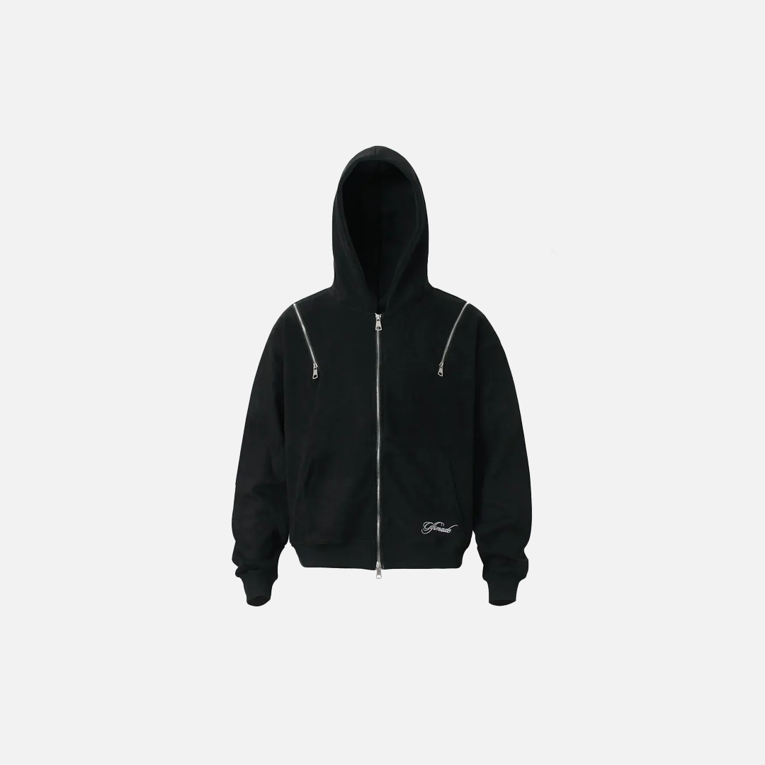 Breathable Suede Multi Zipper Hooded Sweatshirt - Luxuryurbanwear