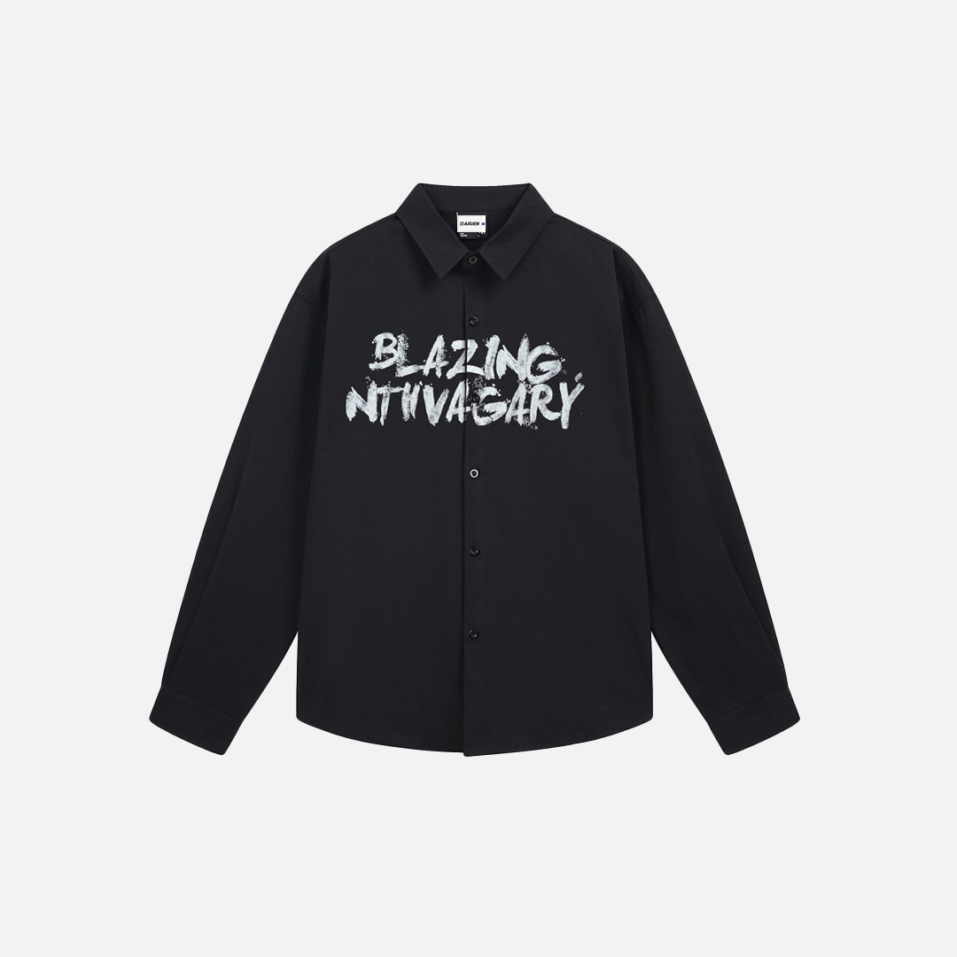 Breathable Graffiti Print Loose Fit Button-Up Casual Shirt - Luxuryurbanwear