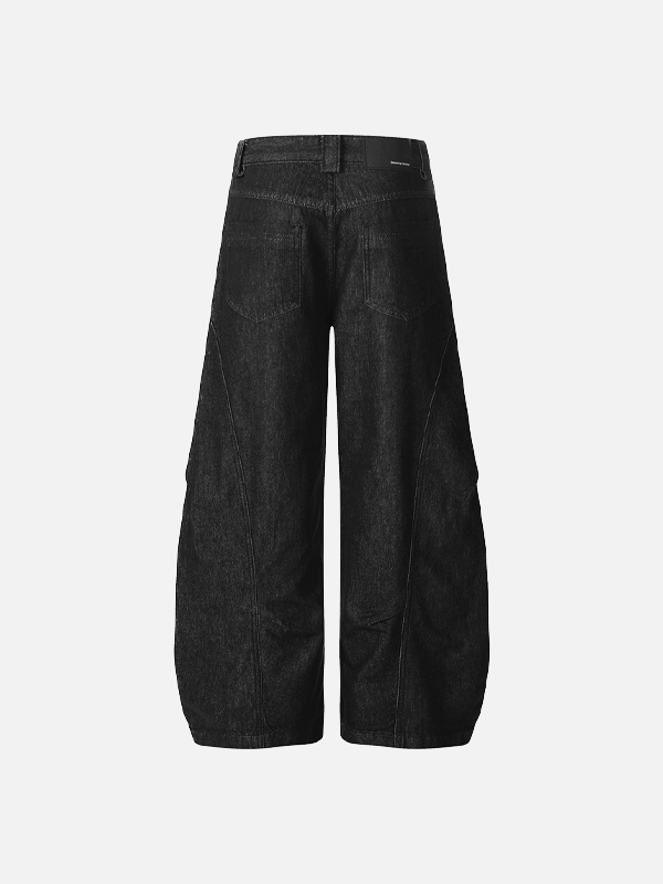Stylish Deconstructed Pleated Wide Leg Jeans - Luxuryurbanwear