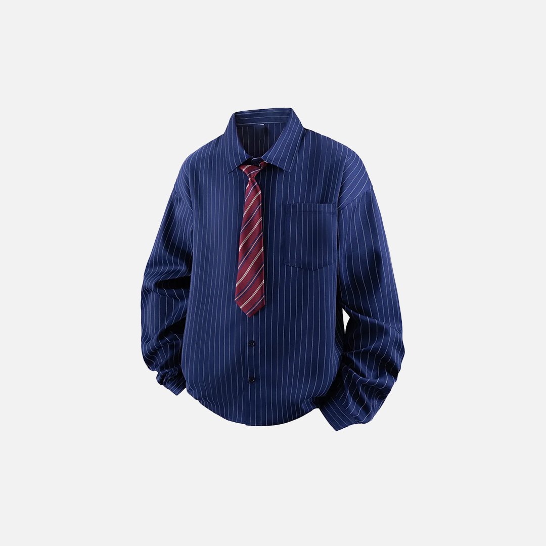 Stylish Striped Pocket Designer Long Sleeve Shirt - Luxuryurbanwear