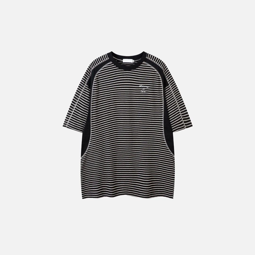 Lightweight Retro Striped Vintage Patchwork T-Shirt - Luxuryurbanwear