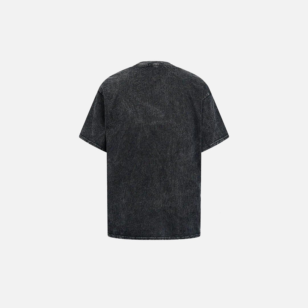 Gothic Eye Graphic Washed Black T-Shirt - Luxuryurbanwear