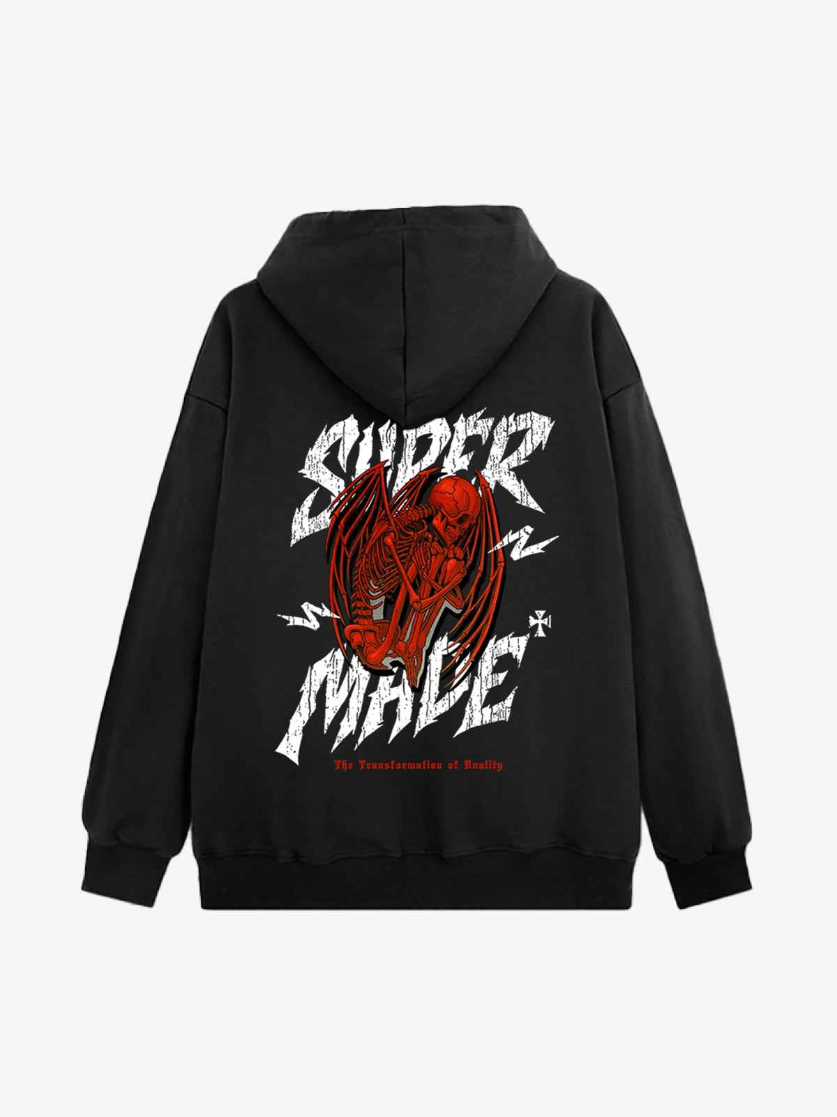 Distressed Graphic Bold Angel Wings Design Hoodie