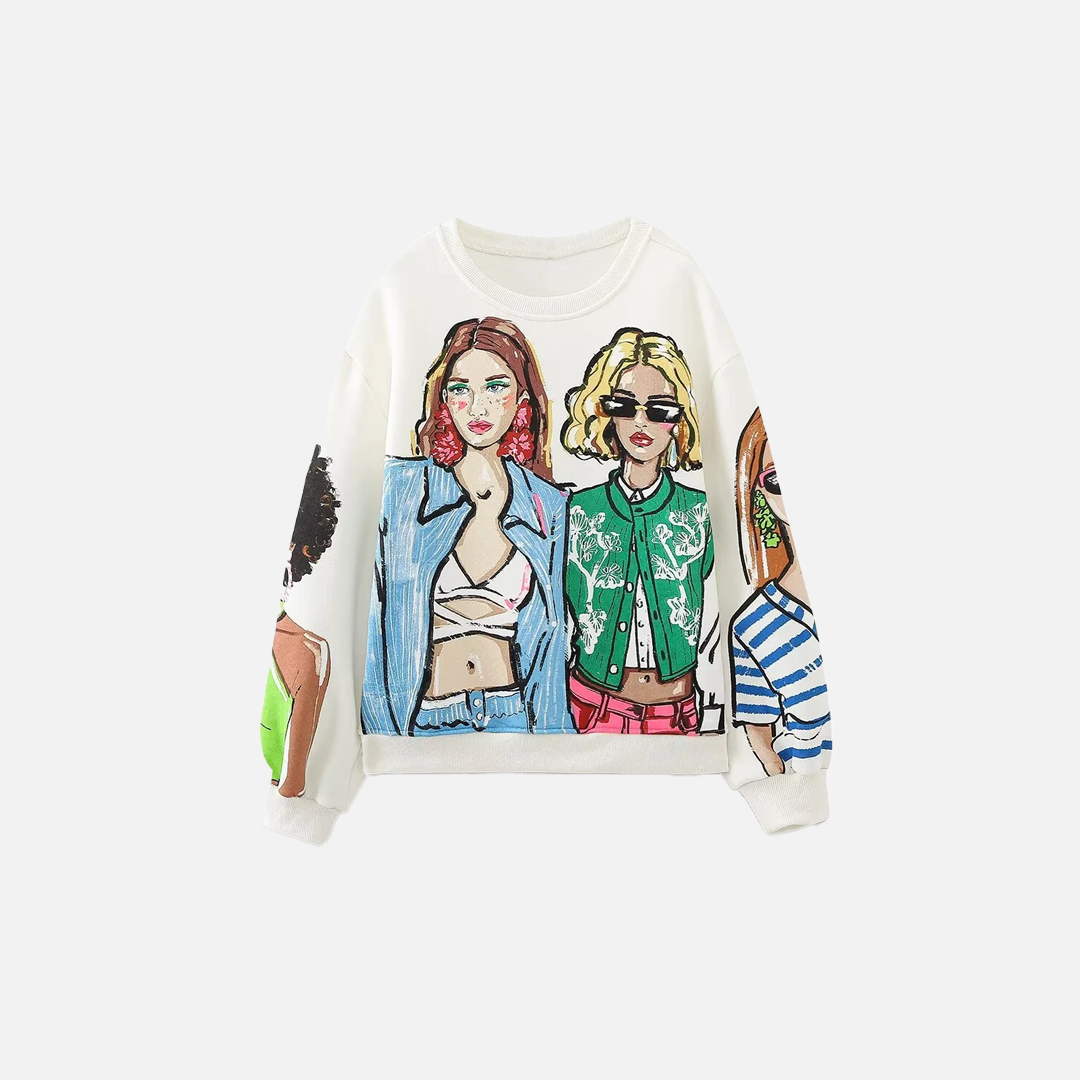 Versatile Casual Winter Girl Pattern Sweatshirt - Luxuryurbanwear
