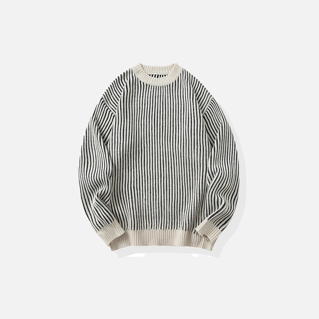 Winter Cozy Knit Vertical Striped Sweater - Luxuryurbanwear