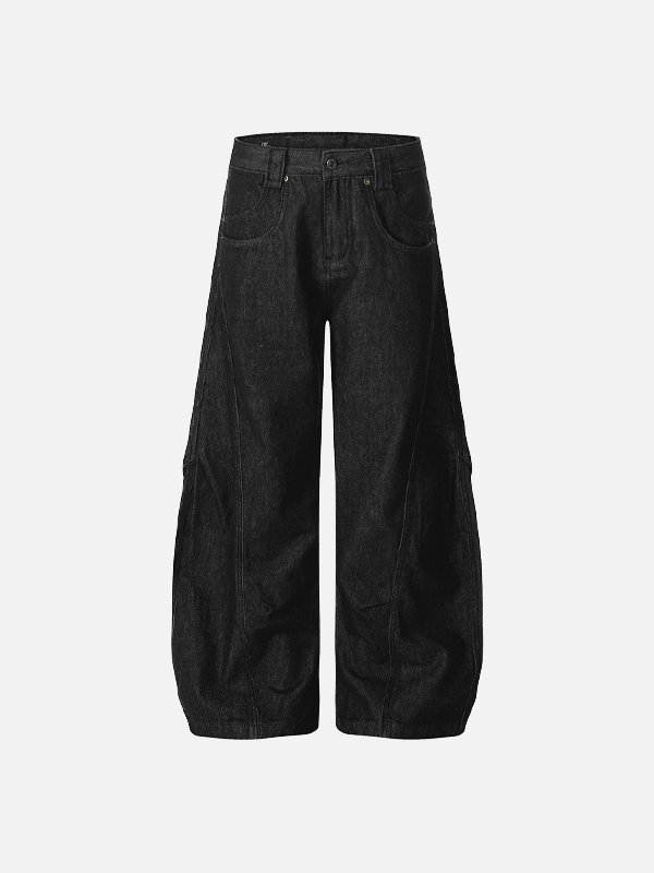 Stylish Deconstructed Pleated Wide Leg Jeans - Luxuryurbanwear