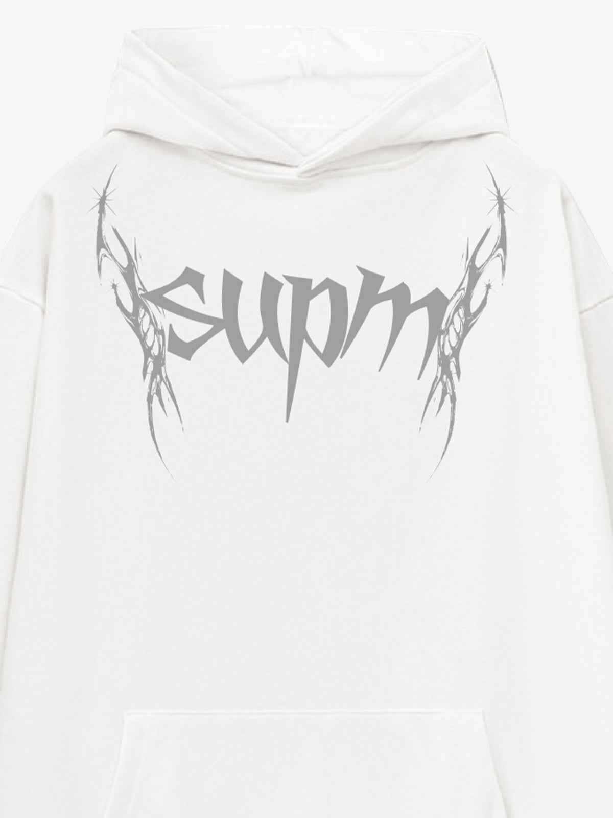 Washed Gothic Spike Letter Hoodie