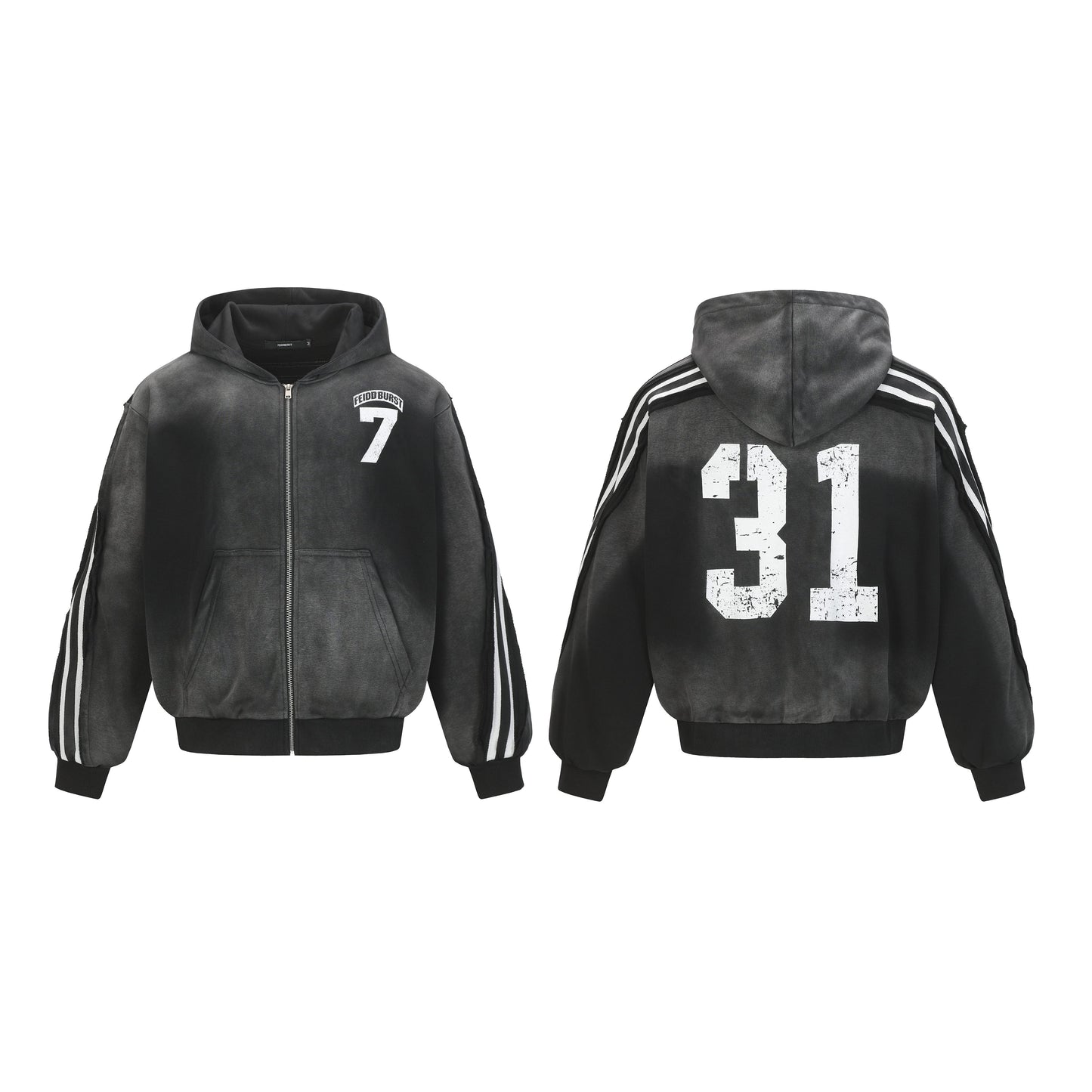 Vintage Sport Stripe | Zip Up Hoodie - Luxuryurbanwear