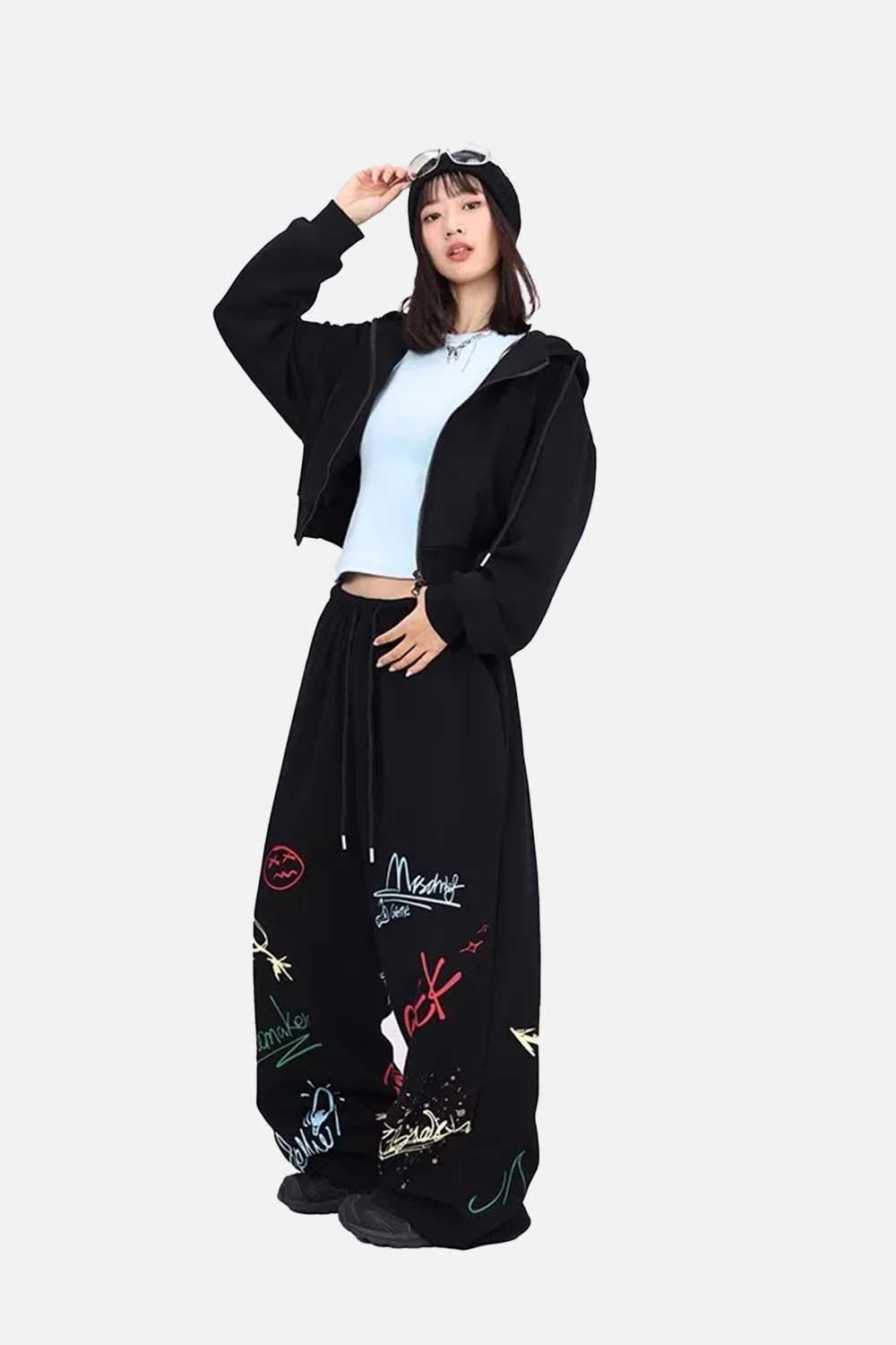 Graffiti Black Hip Hop Dance Pants - Luxuryurbanwear