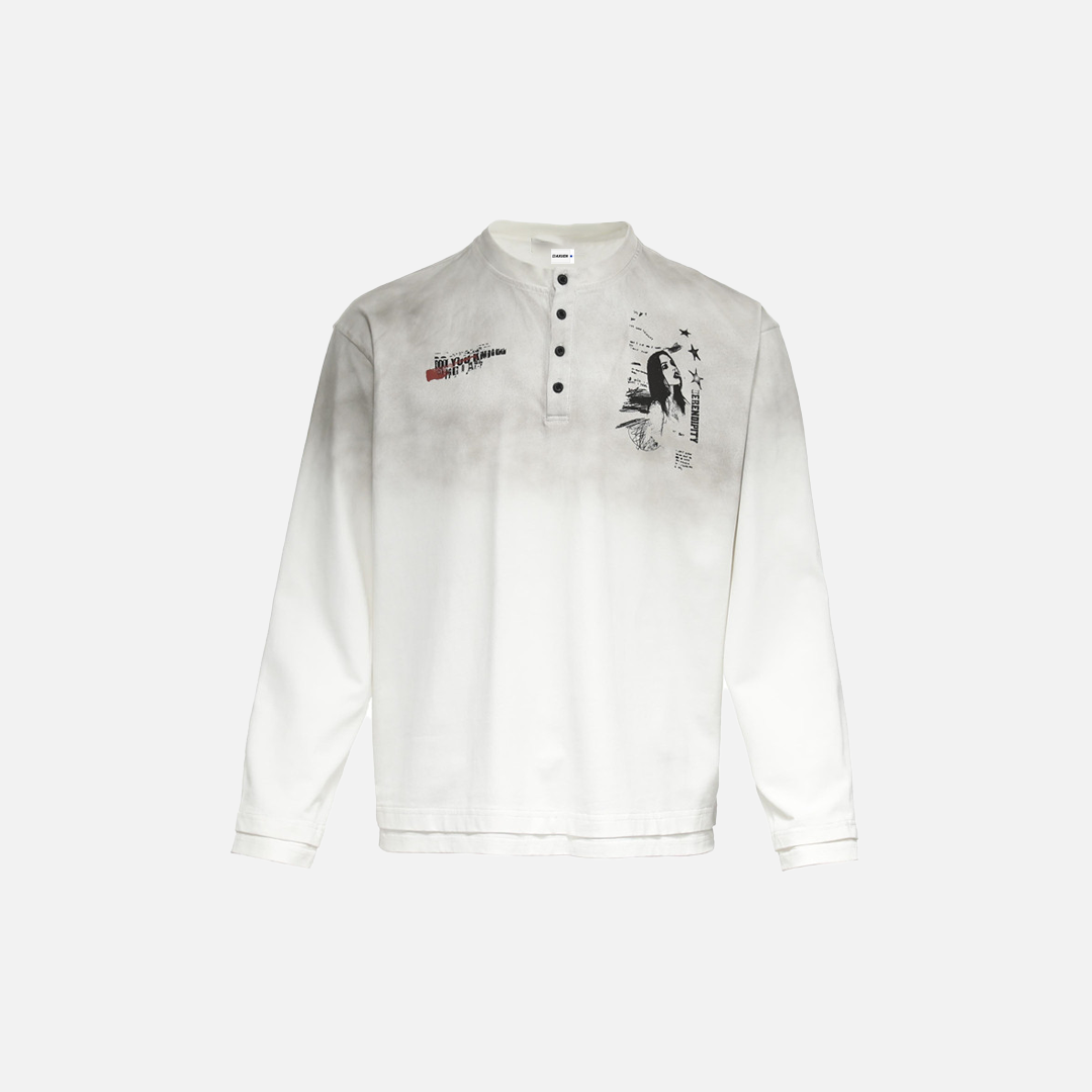 Y2K Grunge Painted Dark Print Long Sleeve T-Shirt - Luxuryurbanwear