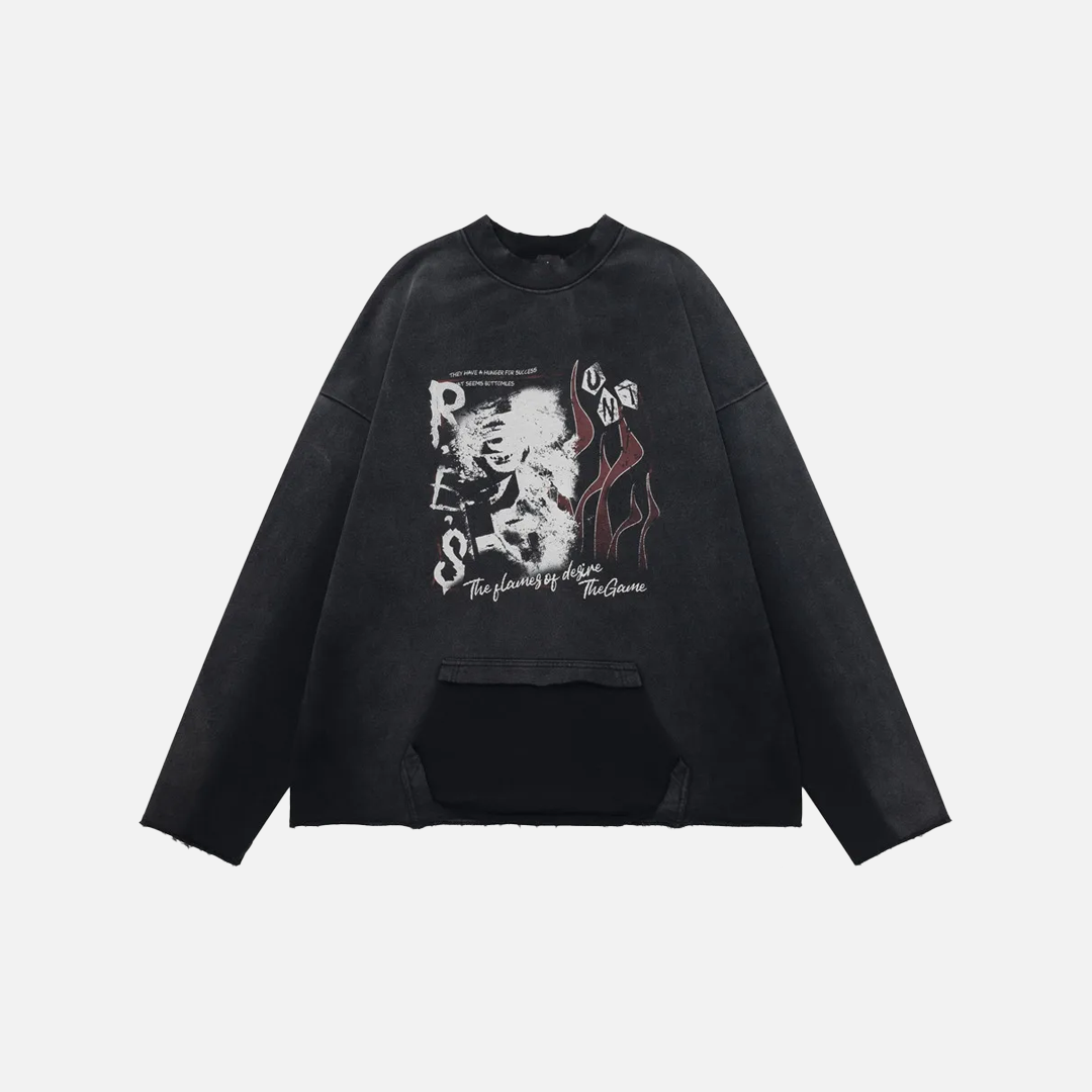 Vintage Patchwork Distressed Ripped Crewneck Sweatshirt - Luxuryurbanwear
