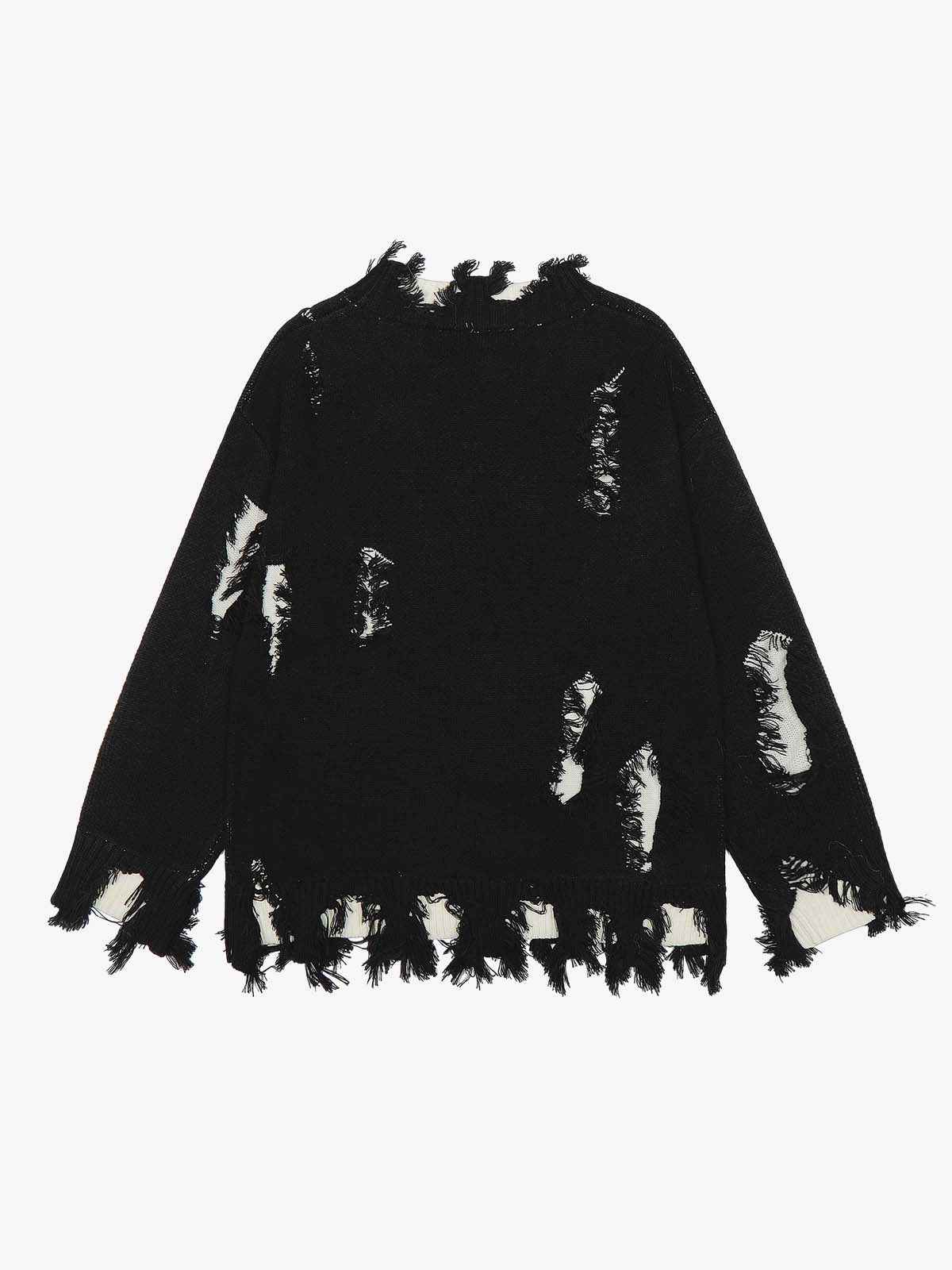 Distressed Photo Patch Oversized Knit Sweater