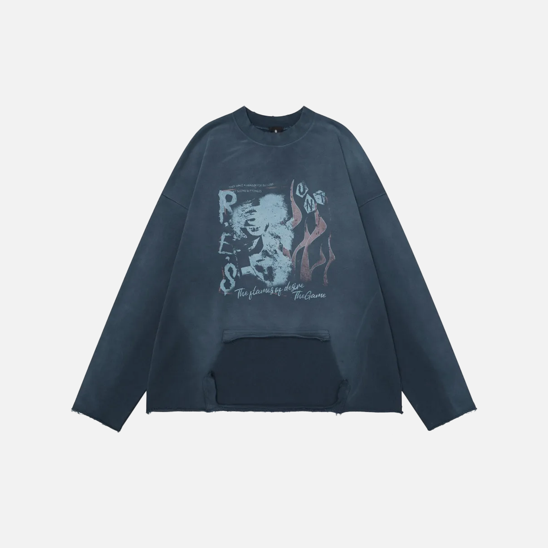 Vintage Patchwork Distressed Ripped Crewneck Sweatshirt - Luxuryurbanwear