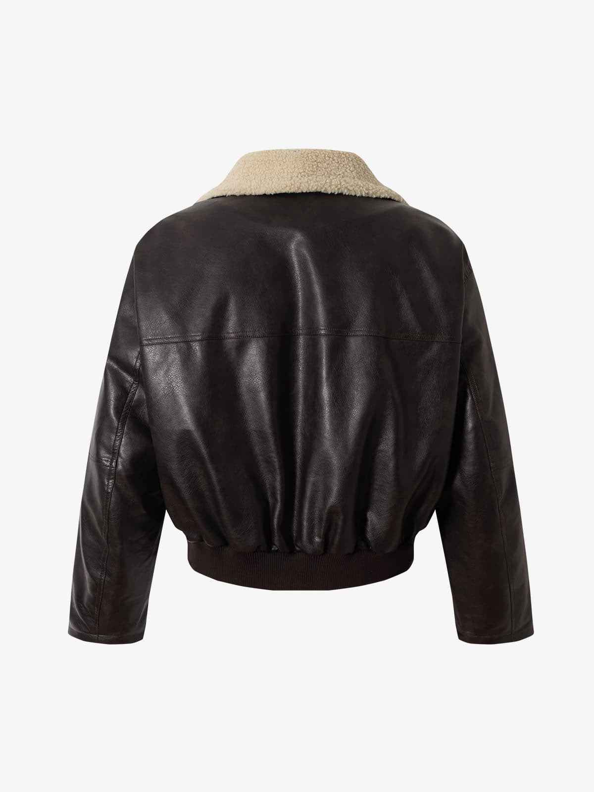 Vintage Shearling Collar Quilted Leather Jacket