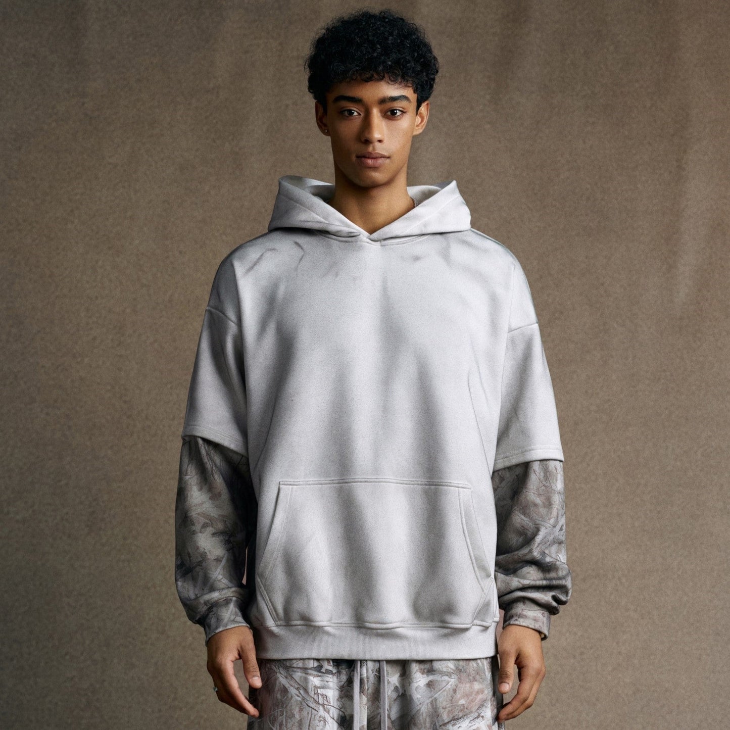 Frosted Camo Sleeve | Oversized Hoodie - Luxuryurbanwear