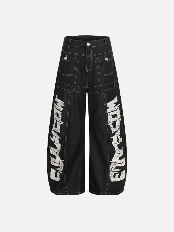 Split Design Coated Denim Jeans - Luxuryurbanwear