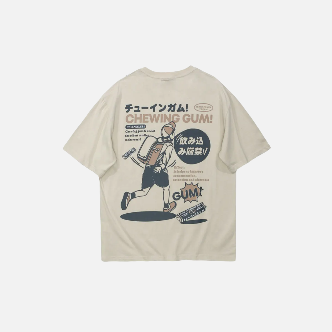 Japanese Style Kanji Graphic Print Short Sleeve T-Shirt - Luxuryurbanwear