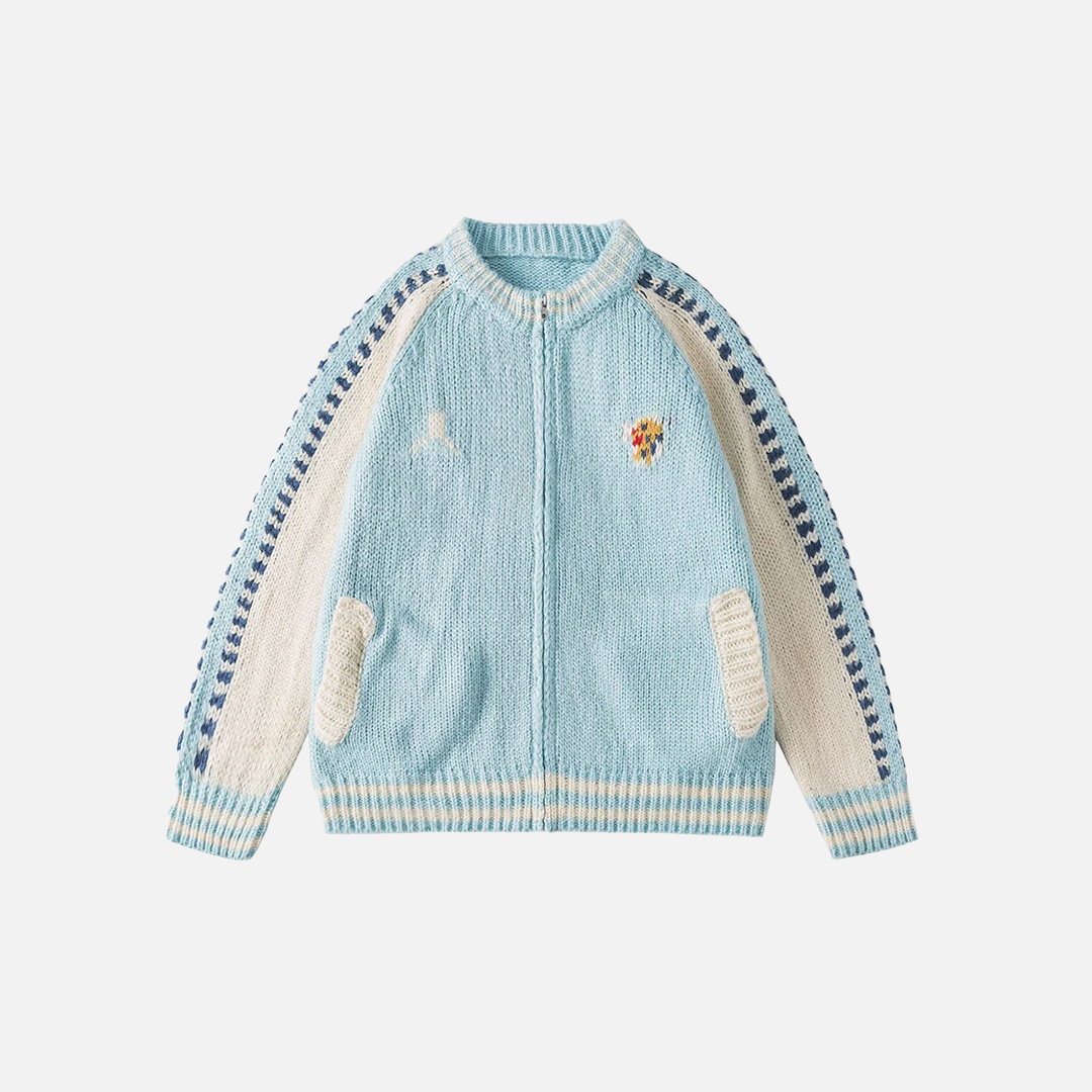 Women Cozy Patchwork Jersay Varsity Cardigan - Luxuryurbanwear