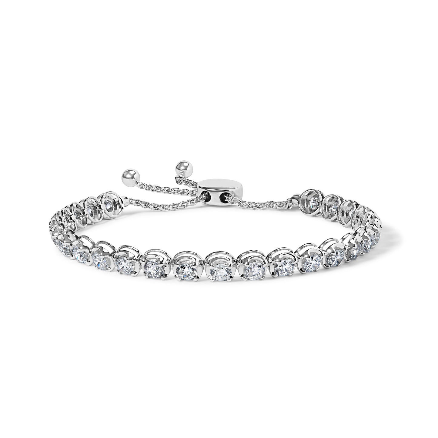 14K White Gold 6.00 Cttw Diamond 4â€-10†Adjustable Bolo Tennis Bracelet (I-J Color, I1-I2 Clarity)