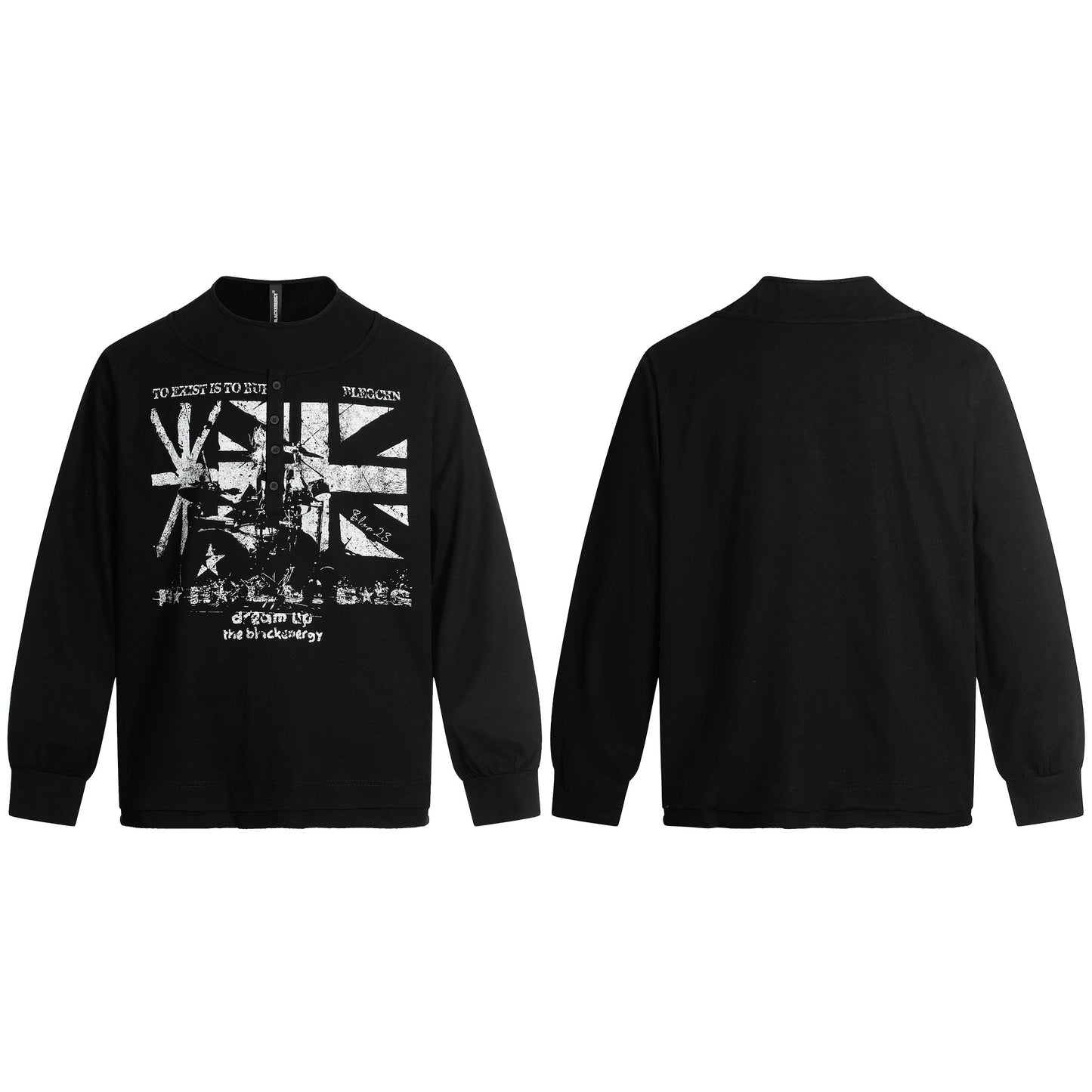 Punk Flag Art | Button Sweatshirt - Luxuryurbanwear