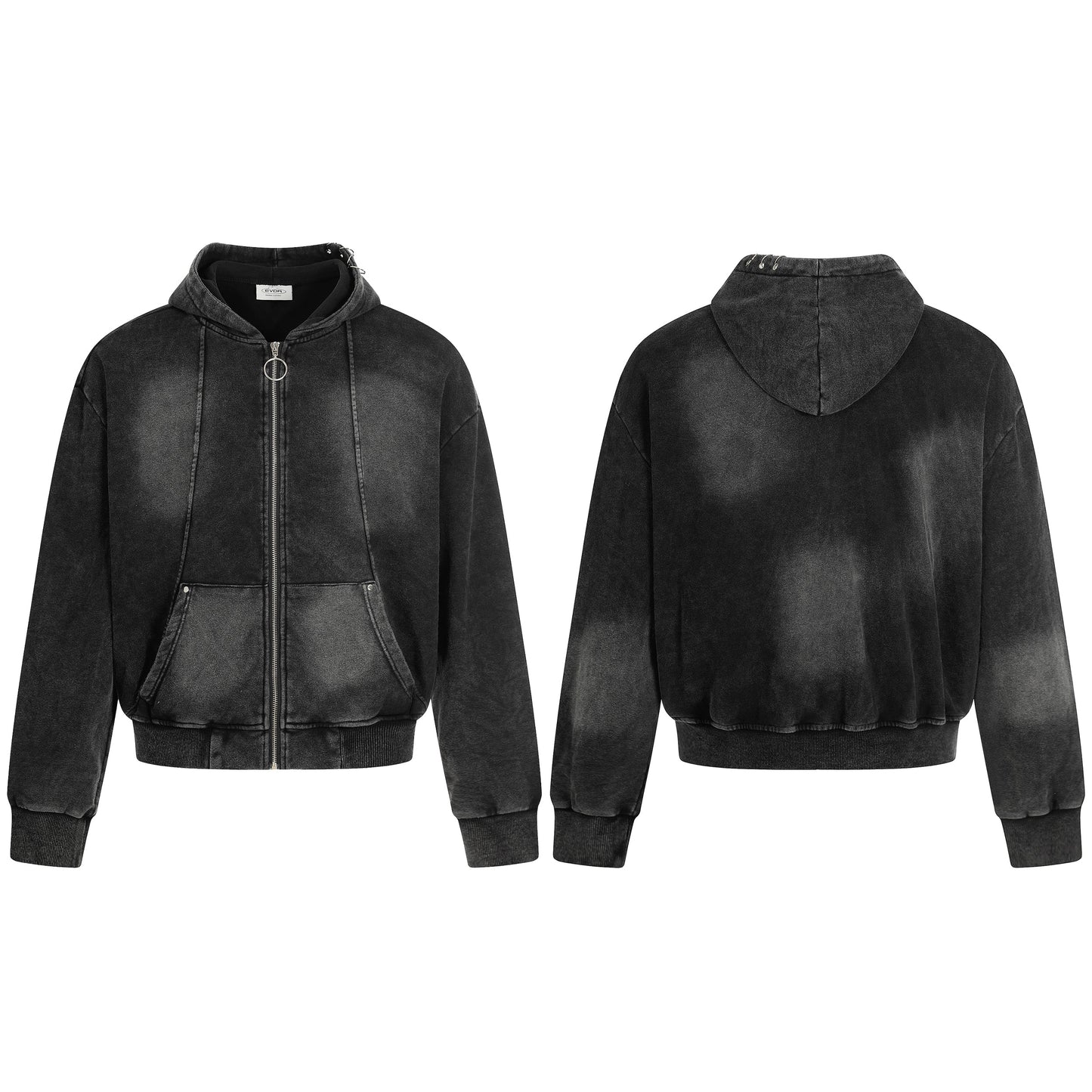 Washed | Oversized Zip Up Hoodie - Luxuryurbanwear