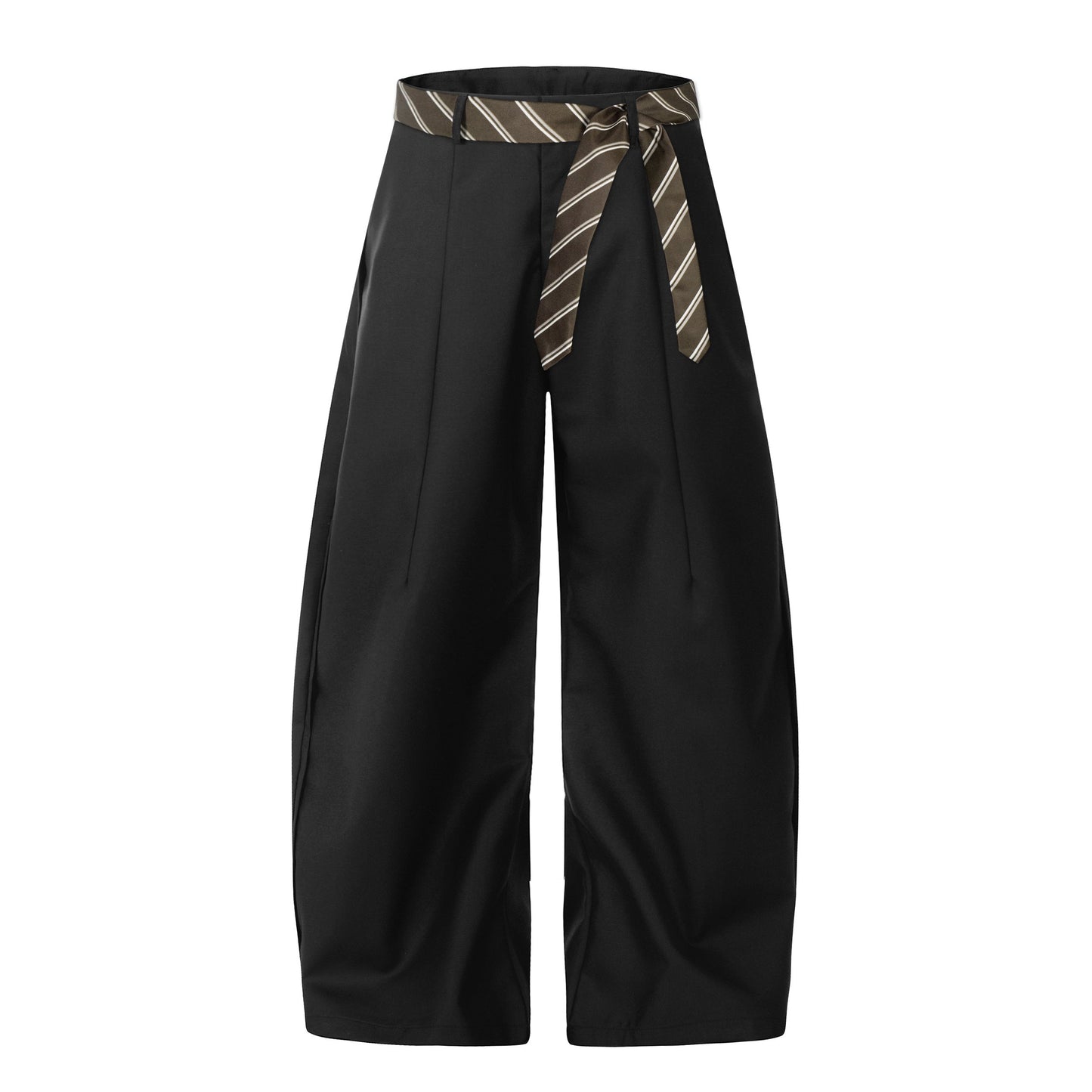 Pinstripe Twist | Belted Tailored Trousers - Luxuryurbanwear