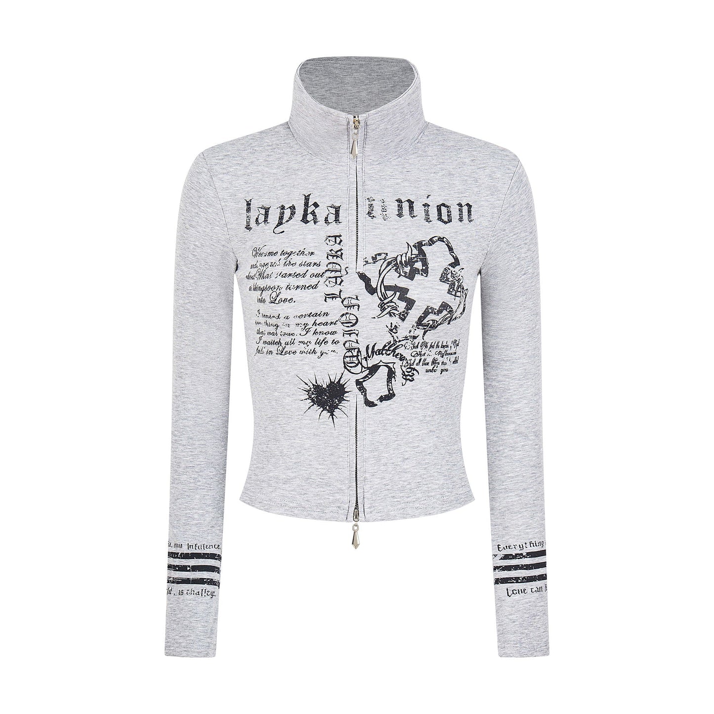 Union Print | Zip-Up Moto Graphic Top - Luxuryurbanwear