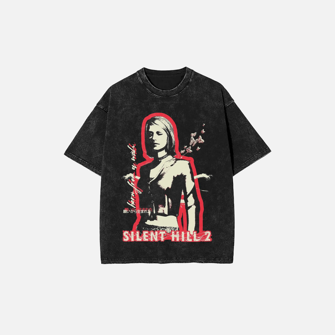 Silent Hill Washed O-Neck Collar Oversized T-Shirt - Luxuryurbanwear