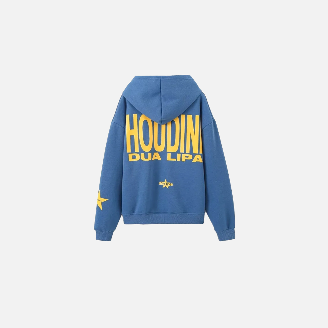 Blue Letter Print Loose Fit Hoodie - Luxuryurbanwear
