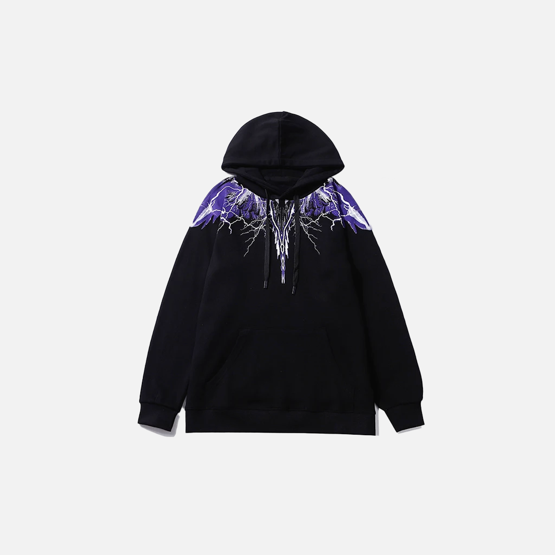 Premium Wings Print Hip Hop Hoodie - Unisex Oversized Graphic Streetwear Pullover