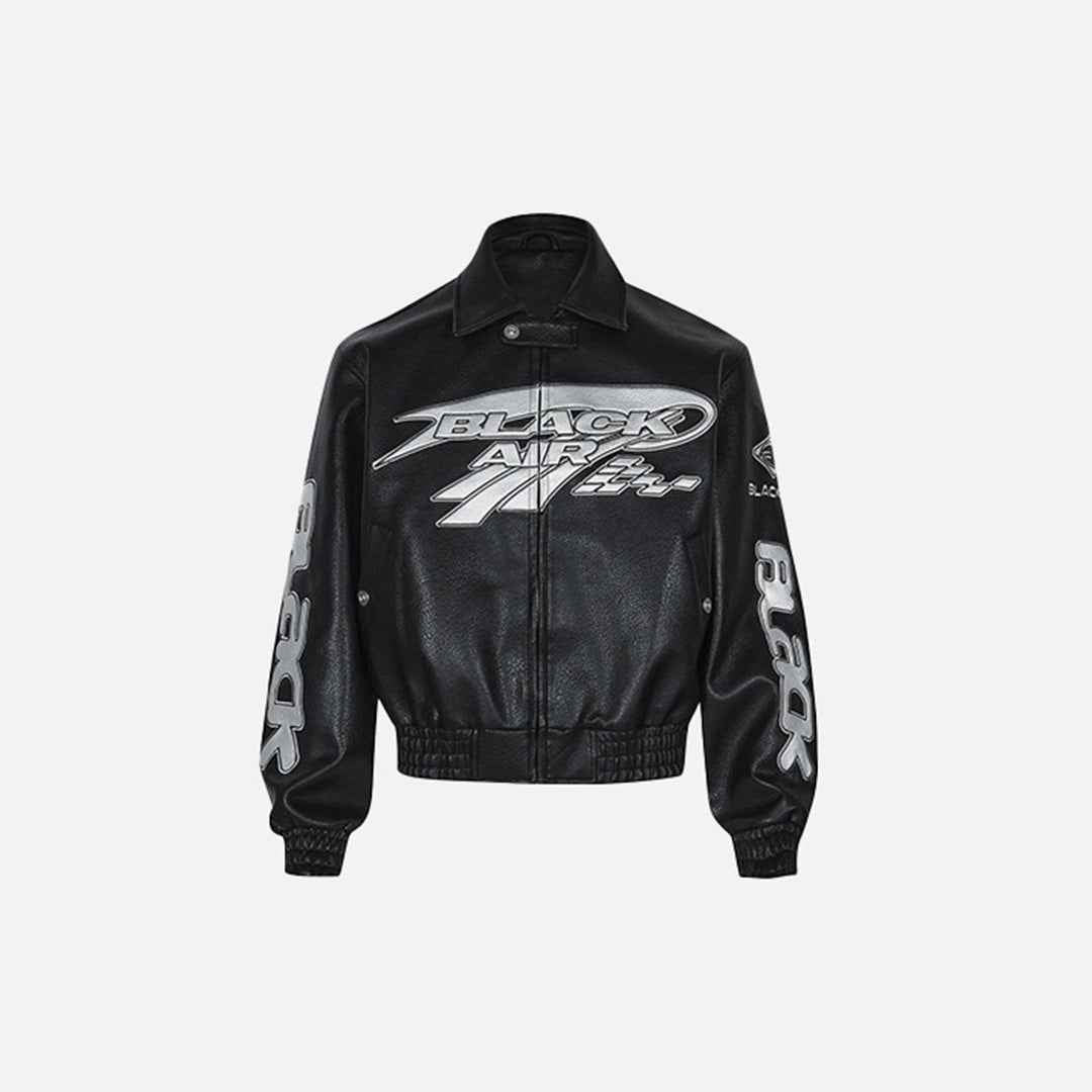 Y2K Leather Reflective Racing Jacket
