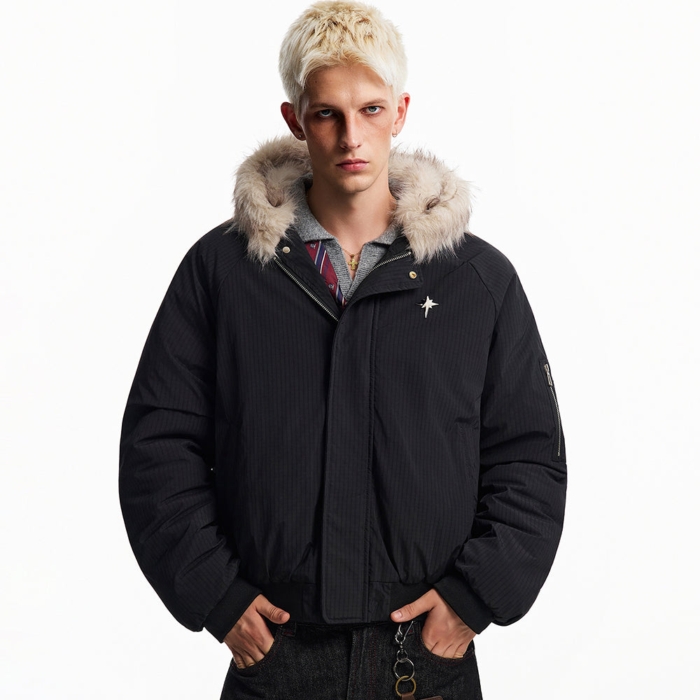 Star Rivets| Padded Bomber Jacket - Luxuryurbanwear