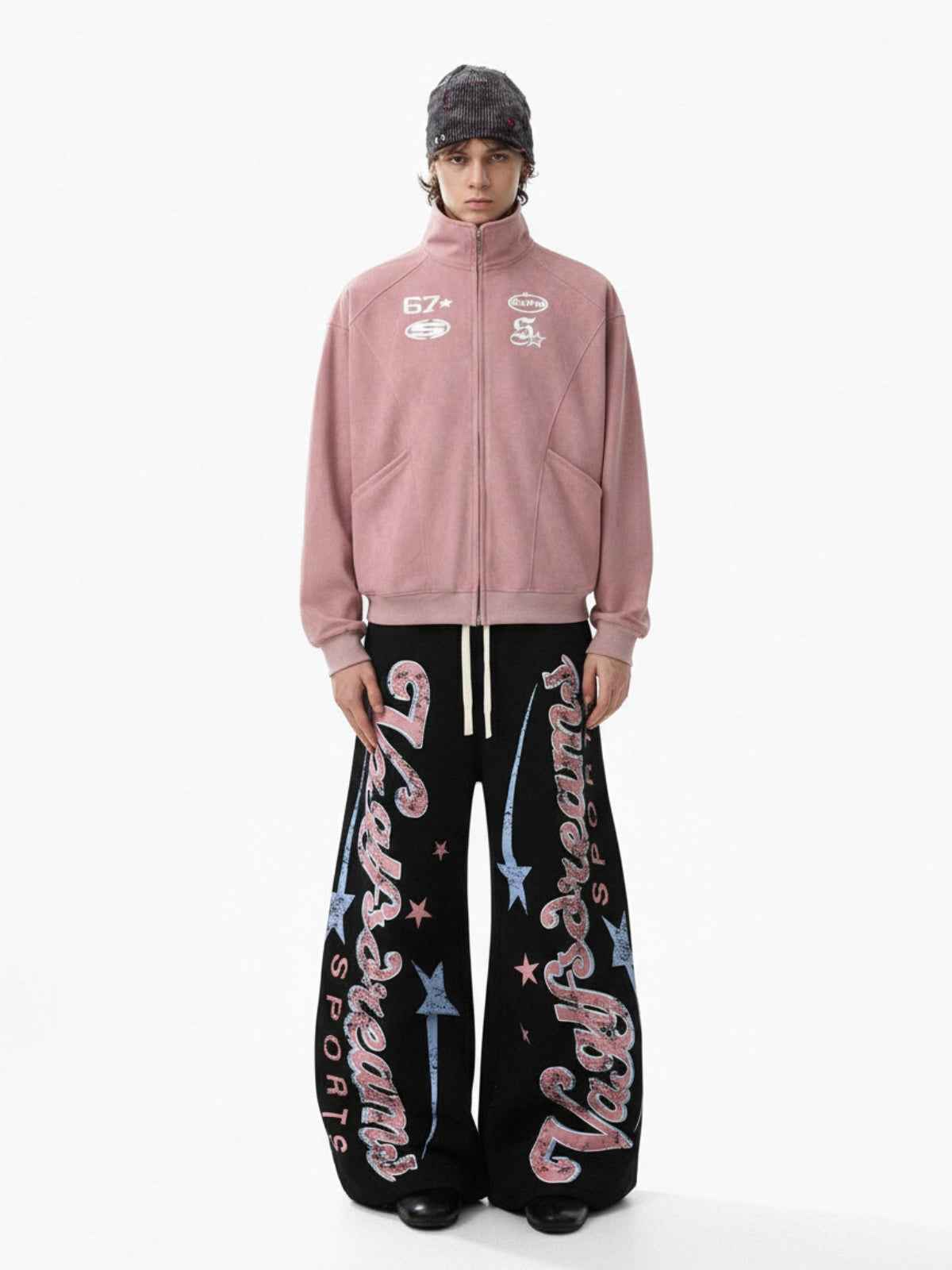 Retro Graphic Fleece-Lined Barrel Sweatpants