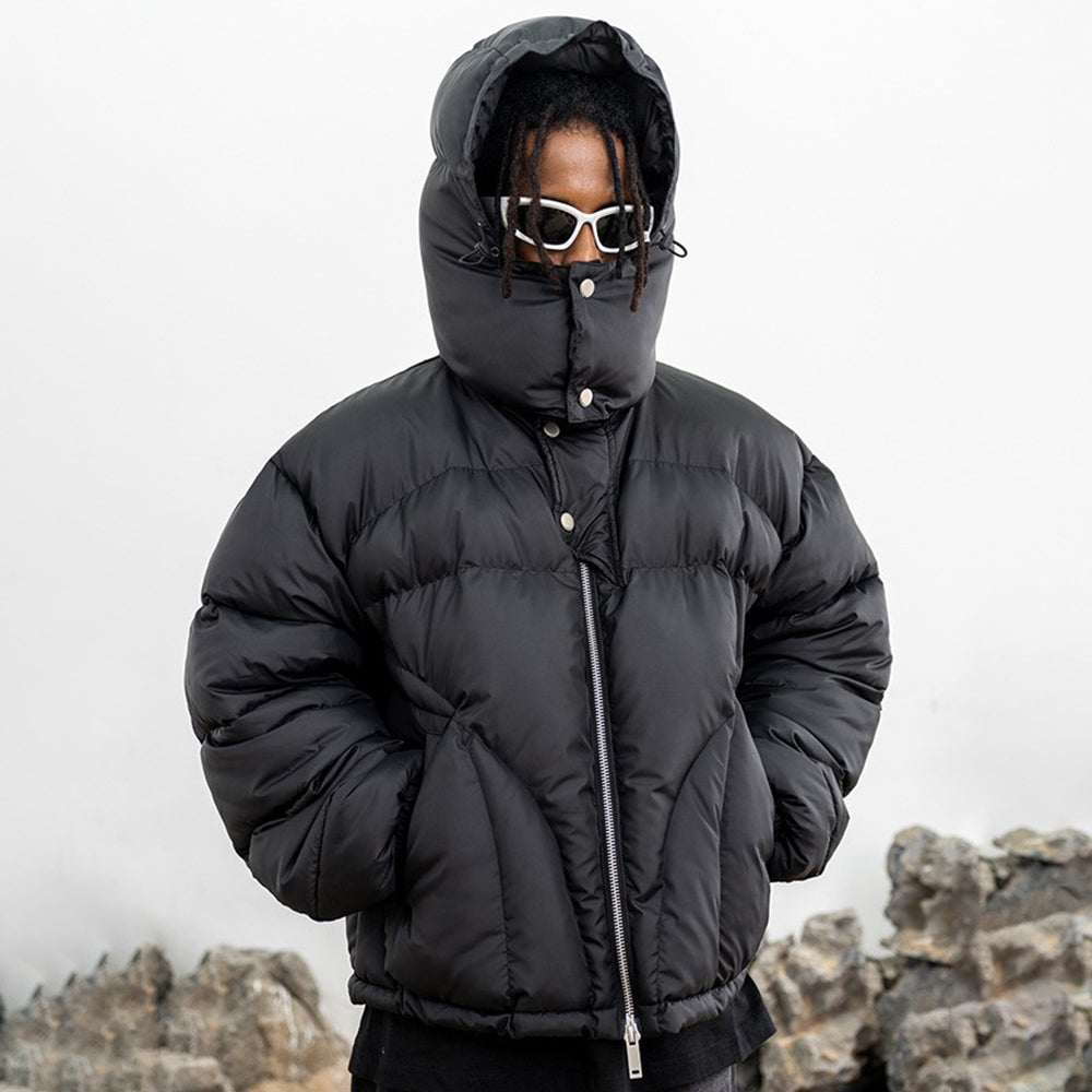 Oversized Padded Puffer Jacket - Hooded Full-Zip Streetwear | LuxuryUrbanwear - Luxuryurbanwear