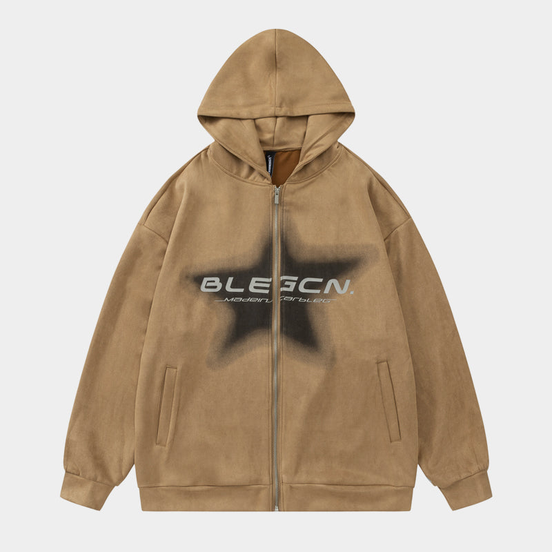 Spray Star | Zip Up Hoodie - Luxuryurbanwear