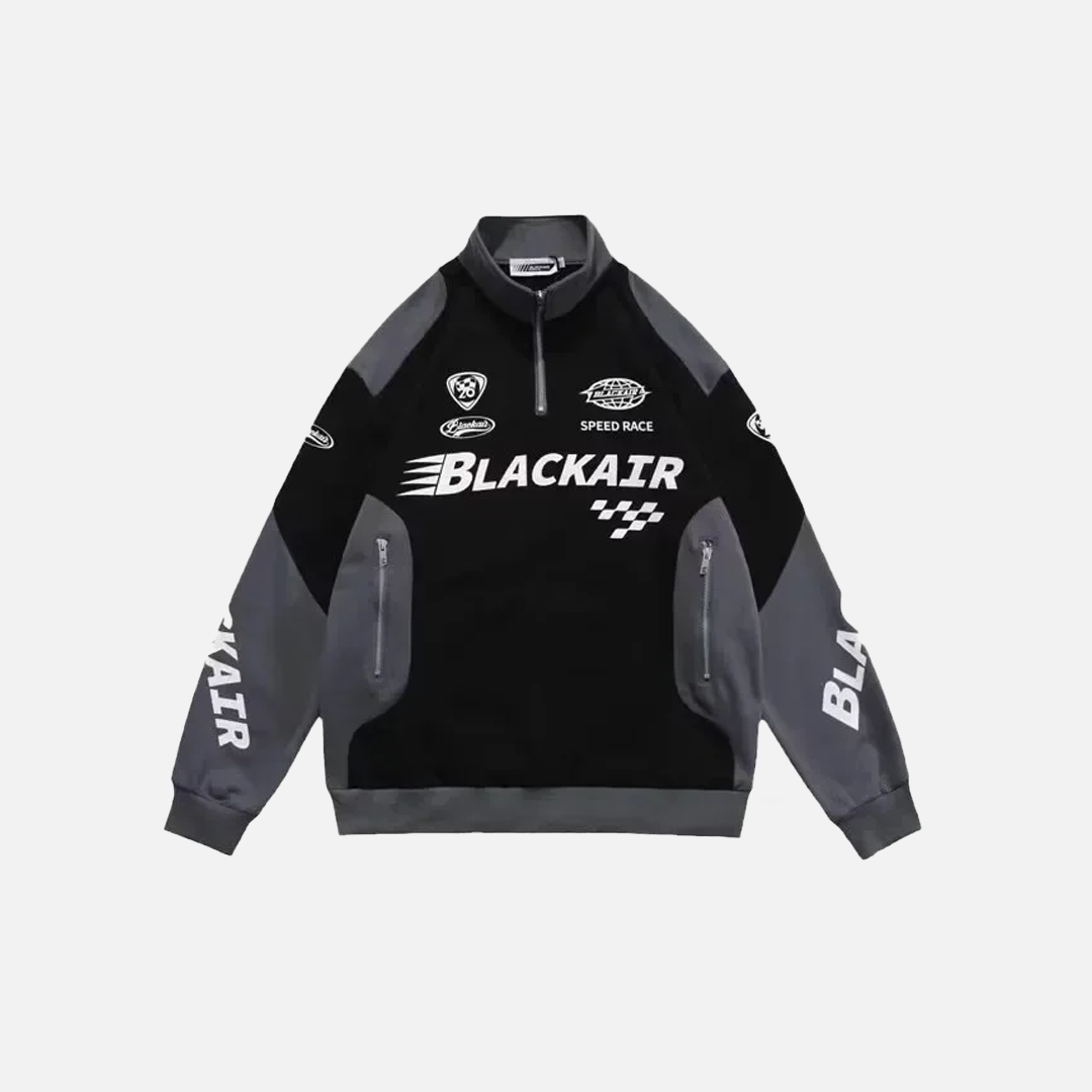 Racing Style Patchwork Half Zipper Sweatshirt - Luxuryurbanwear