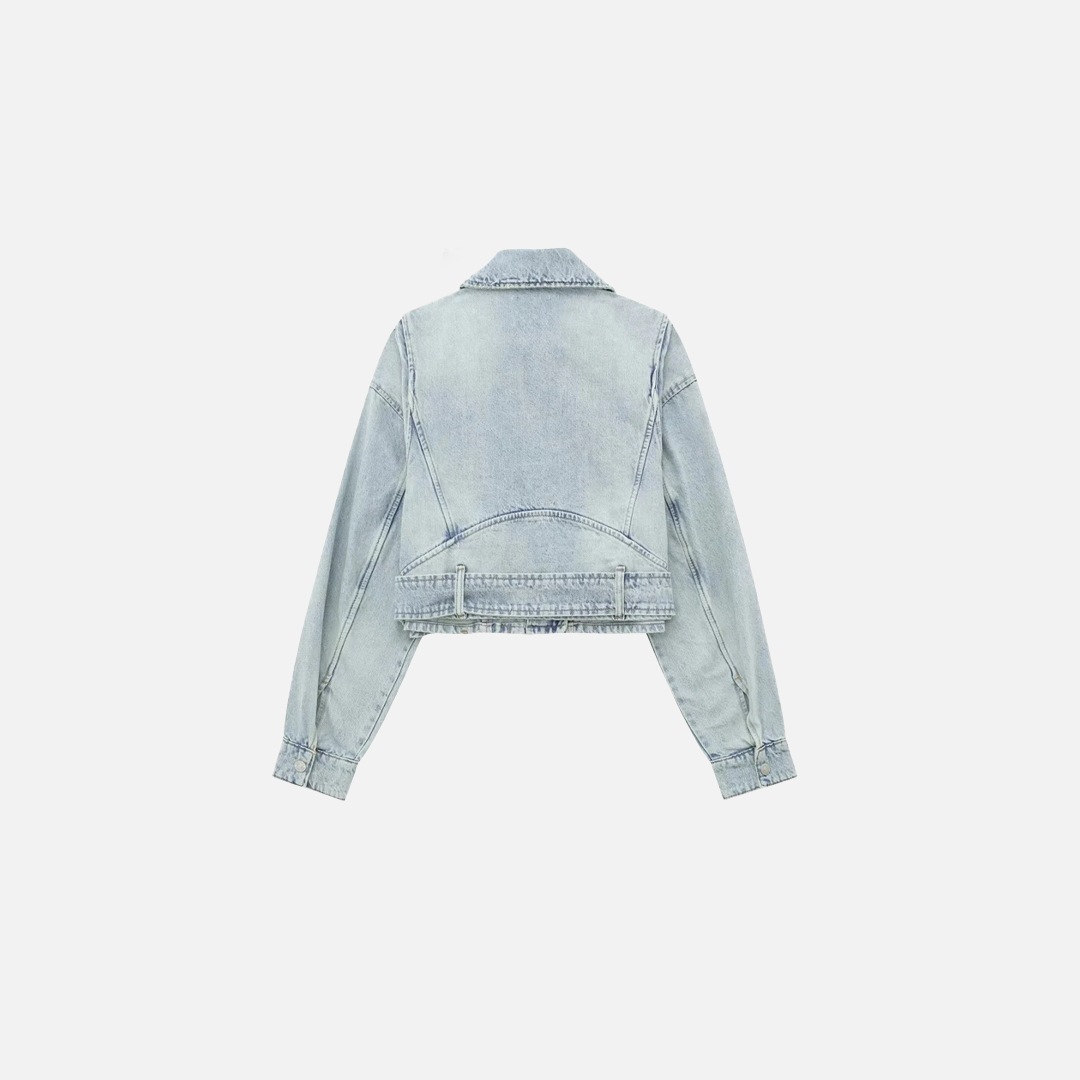 Vintage Denim Biker Jacket - Luxuryurbanwear