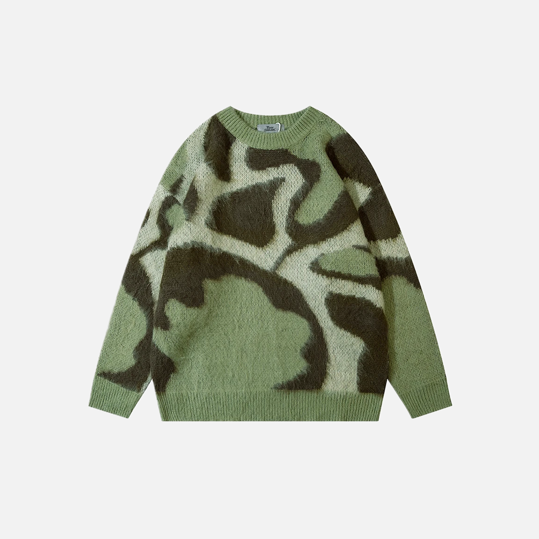 Y2K Durable Retro Abstract Pattern Knitted Sweater - Luxuryurbanwear