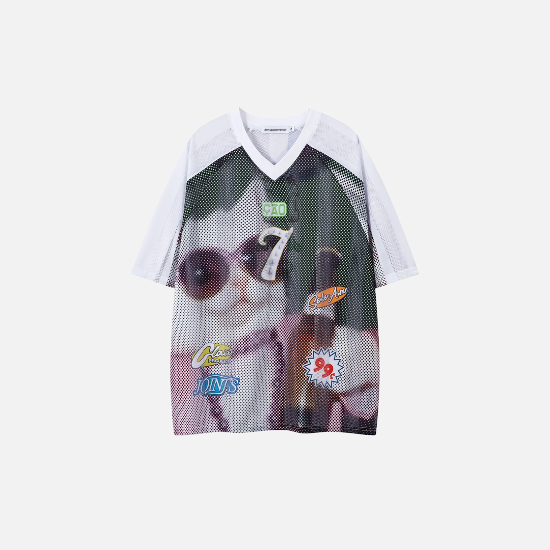 Y2K Retro Raglan Cat Print V-Neck T-Shirt - Luxuryurbanwear
